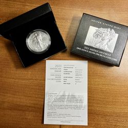 2023 American Silver Eagle With COA In OGP