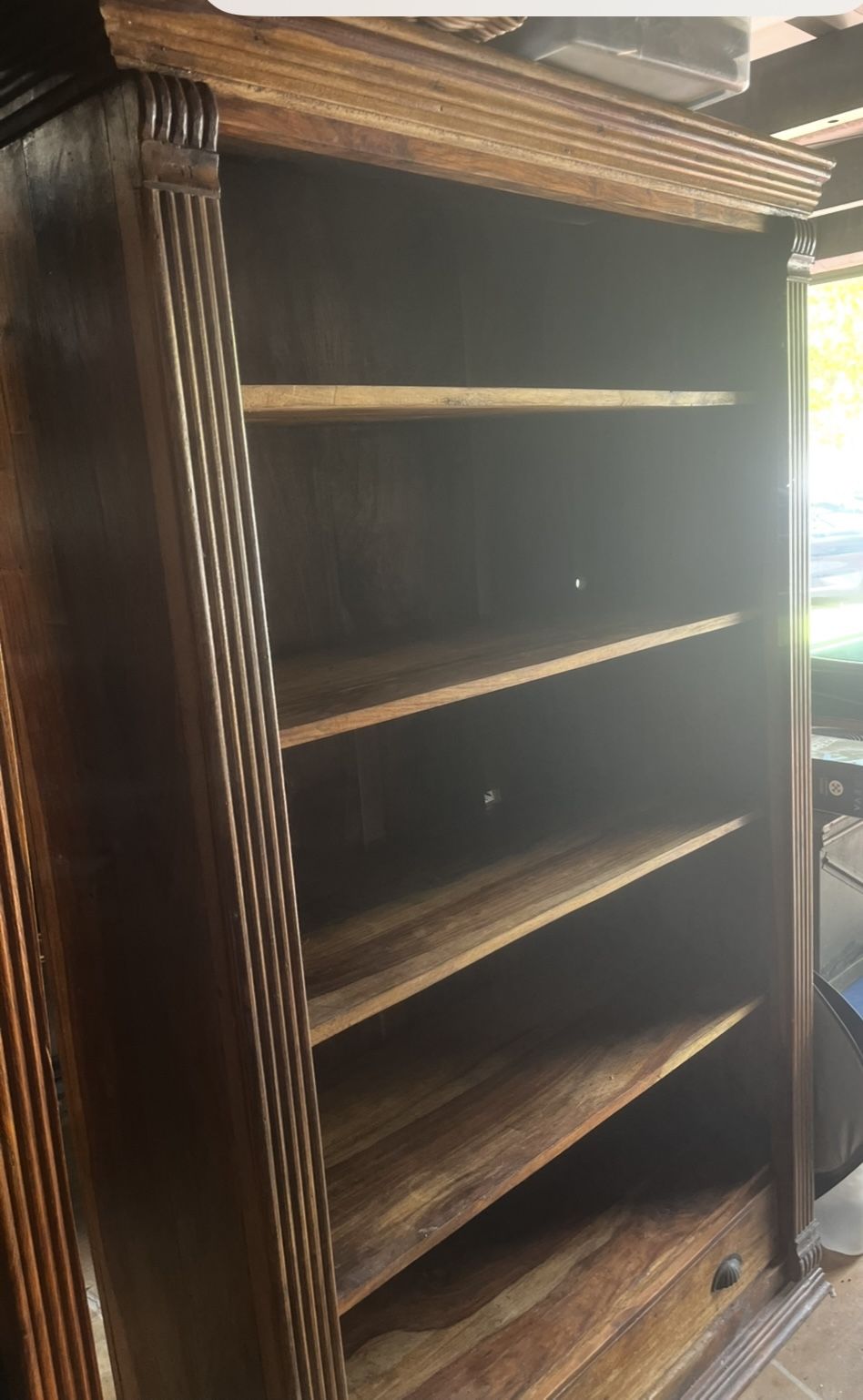 2 Solid Wooden, Rustic, Shelves With 1 Drawer