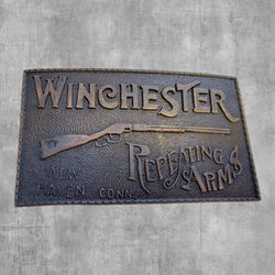 Vintage Winchester Repeating Arms Belt Buckle Brass New Haven Conn Rifle Gun 