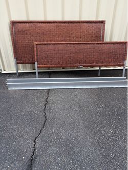 Queen rattan bed with mattress