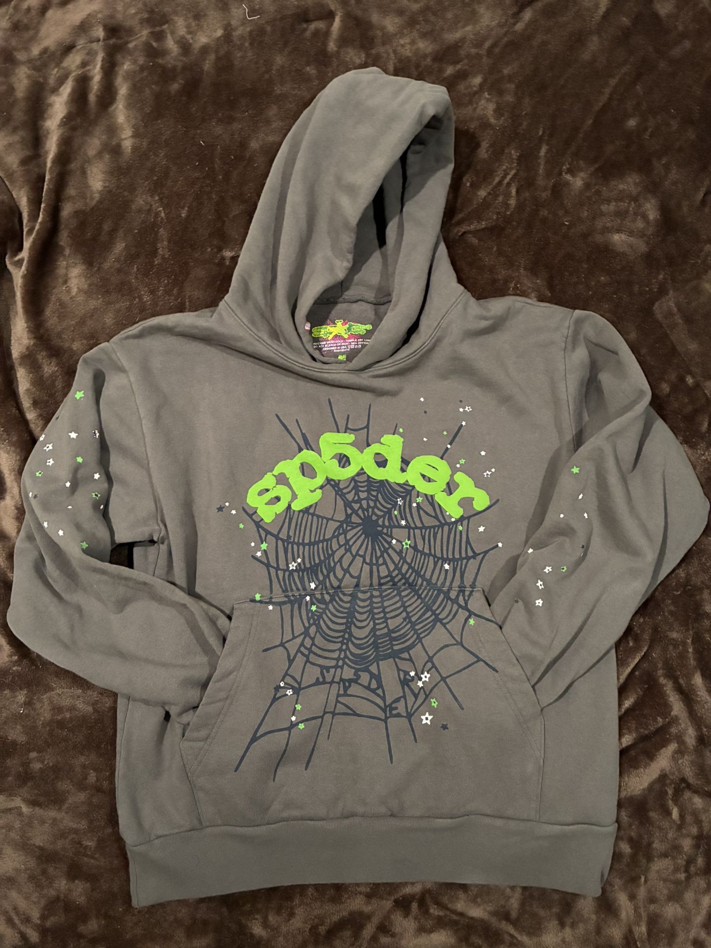 Sp5der Wait Web Hoodie Slate Grey