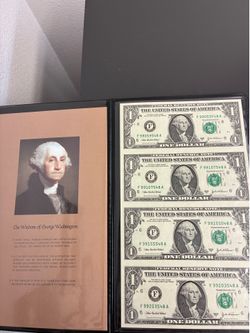 World Reserve Monetary Exchange Uncut Sheet of Four $1 One Dollar Bills 2003 A COA