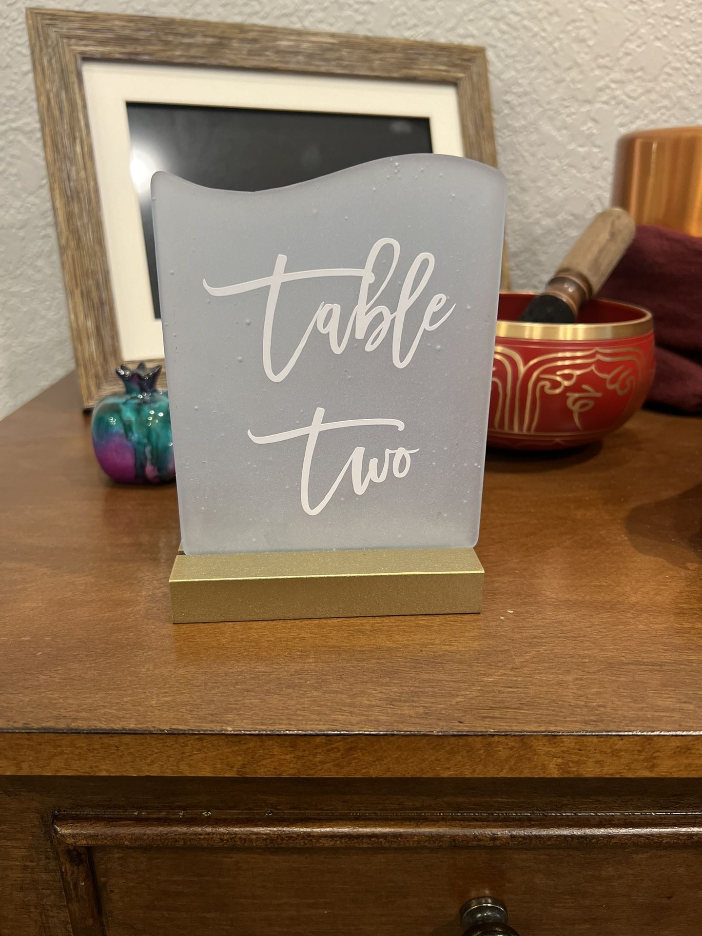 Sea glass table signs