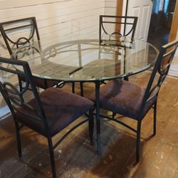 Glass Dining Table With 4 Chairs 