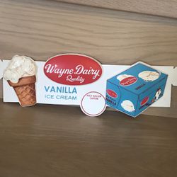 1950s Wayne Dairy Vacuum Formed Ice Cream Sign 