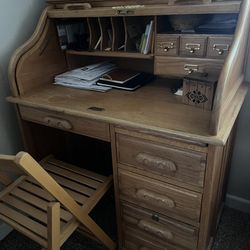 FREE** YES it’s Available! All Real Wood Roll Top Desk & Hutch