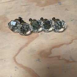 5 Vintage Large Drawer Crystal Clear Knobs