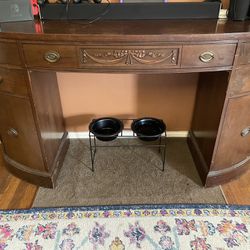 $75-Beautiful antique buffet table & mirror set. This would make a great refurb project! Pickup only Dimensions 66" × 36 1/2" x 20”