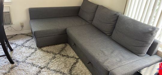 IKEA- IKEA-FRIHETEN Sleeper sectional,3 seat w/storage, Skiftebo dark gray