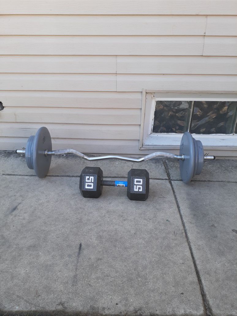 dumbell weights with bar all steel