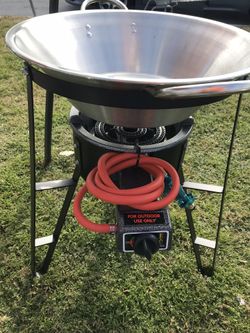 Base y quemador con cazo de acero inoxidable 30 qts