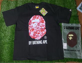 A Bathing Ape BAPE Men's L Black Ape Head Camo Graphic Tee Crew Neck