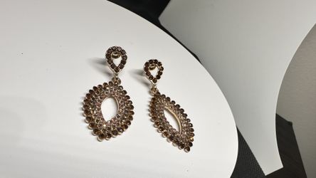 Golden Brown GemStone Earrings For Party