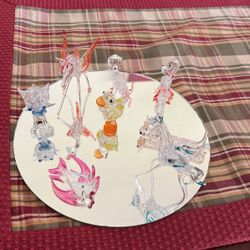 Vintage Mirror With Glass Figurines 
