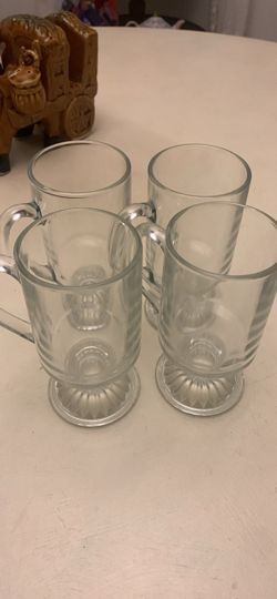 Set of 4 Glass Irish Coffee Mugs