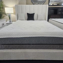 Brand New White Fluffy Linen Standard King Bedframe