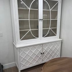 2-Piece Cabinet with Glass and Shelves - White