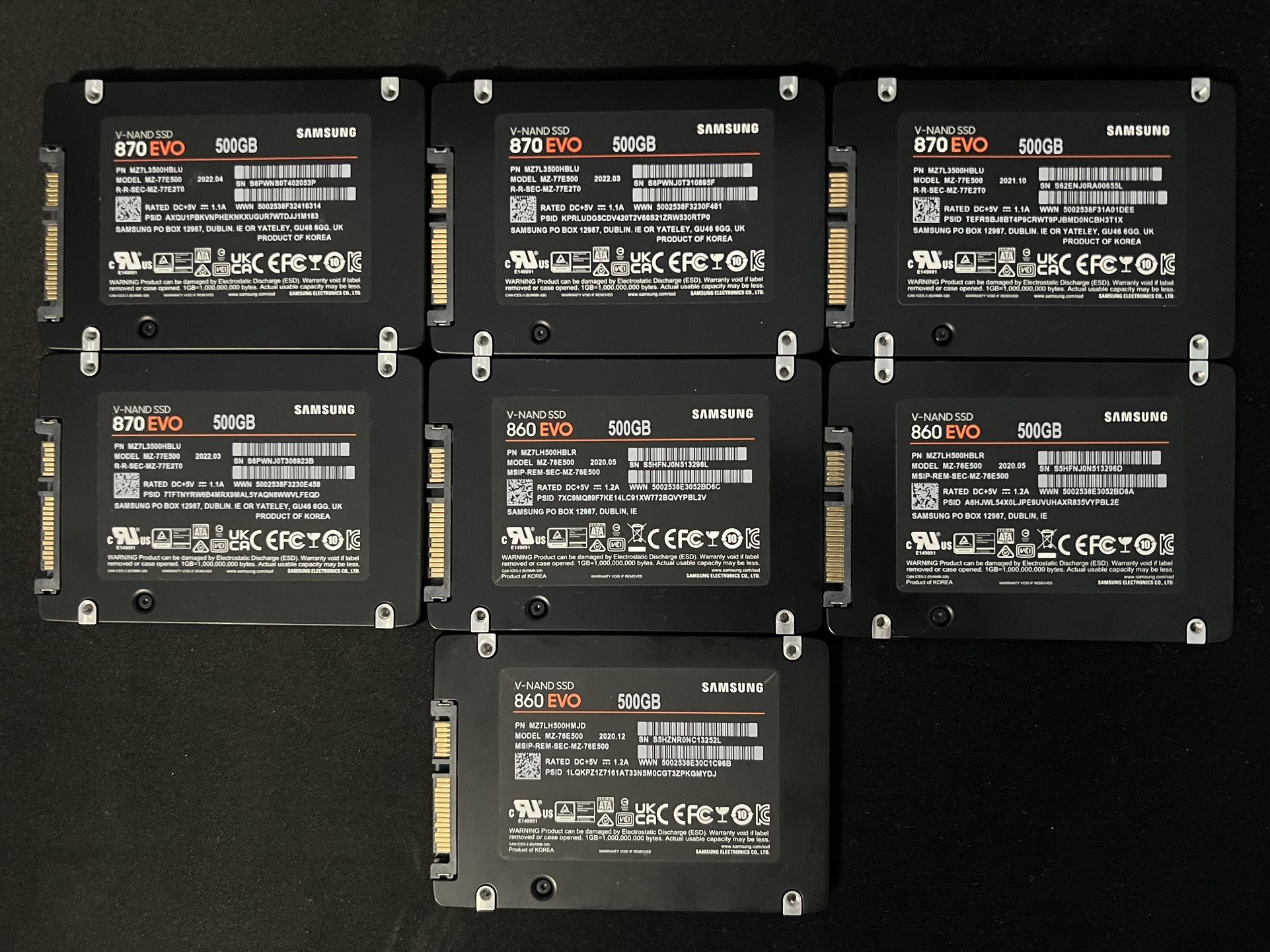 Samsung EVO 500GB 2.5” SSDs