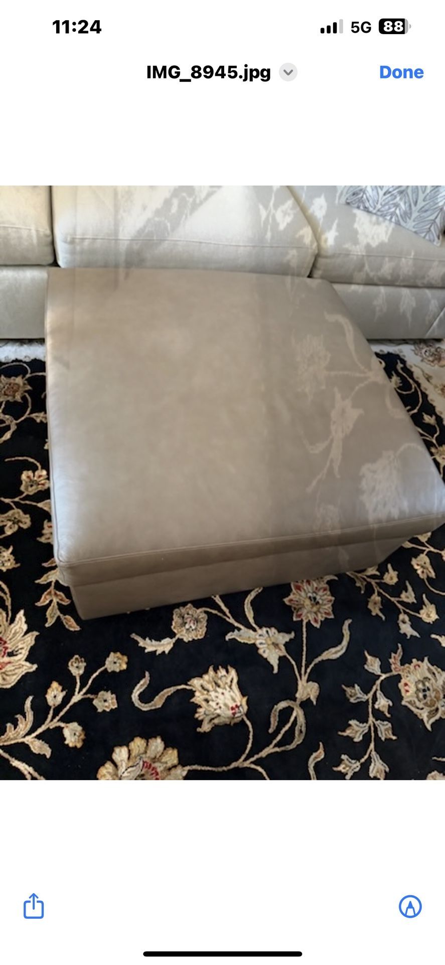 Square Leather Storage Ottoman on Wheels