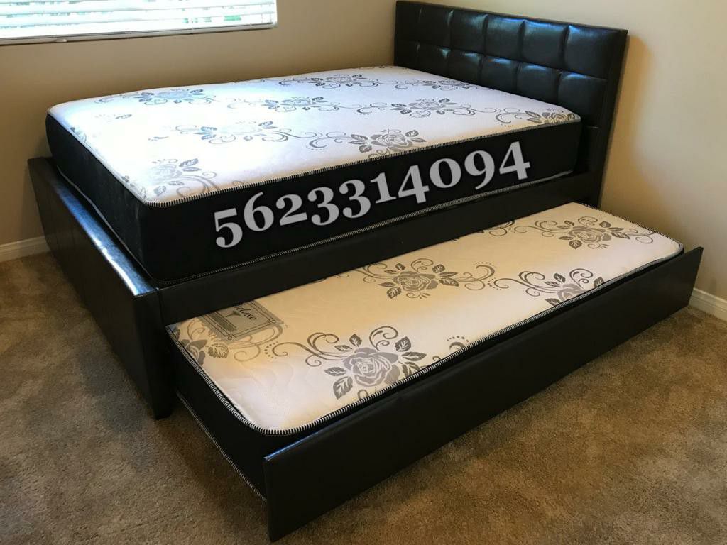 Expresso full/twin trundle bed whit mattress included
