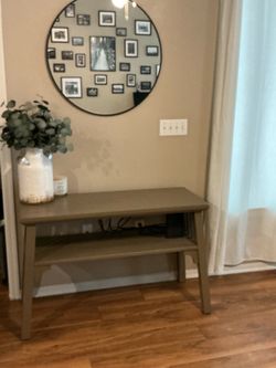 Gray Wood  entry table with Lower Shelf