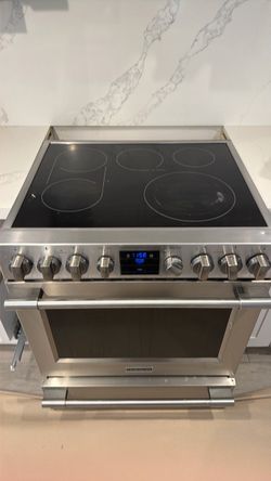 KitchenAid Stainless Steel Electric Range – 5-Burner Glass Cooktop & Oven