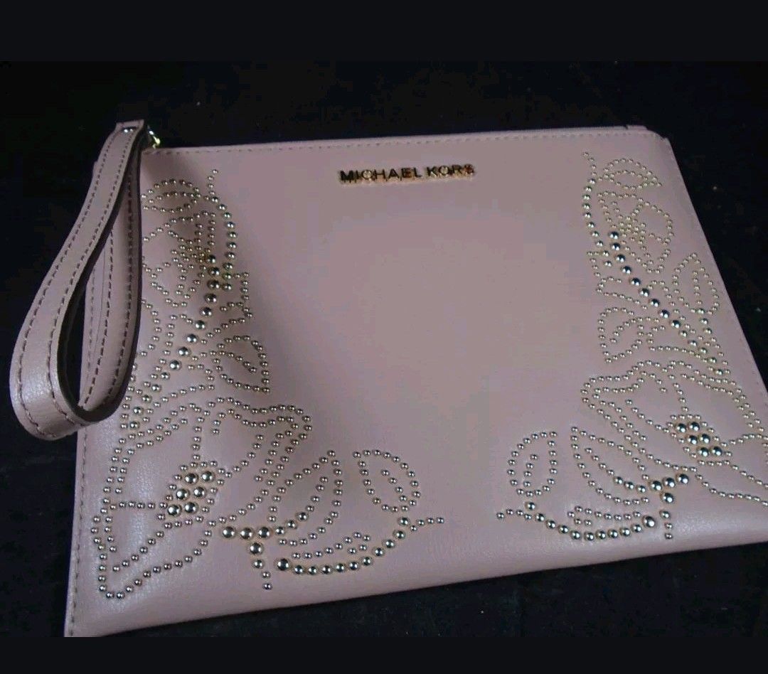 Michael Kors Nouveau Floral Women's Leather Large Zip Clutch Wristlet Wallet