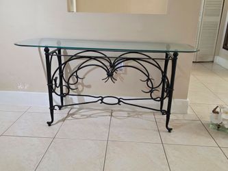 Matching Glass Top Console and End Table Set