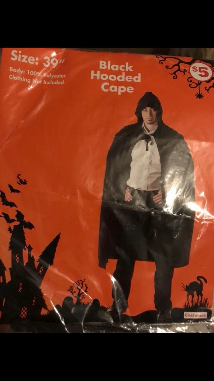 Halloween black hooded Cape