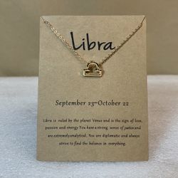 Libra ♎️ Zodiac Sign Choker Necklace Horoscope Yellow Gold Plated 