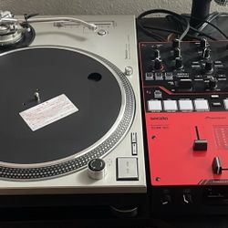 Technics 1200 MK3D Turntable & Pioneer DJM-S5 Performance Mixer With Built In Serato AKAI MPK mini Professional 
