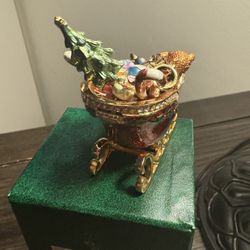 Bejeweled Dept. Santa's Sleigh Trinket Box