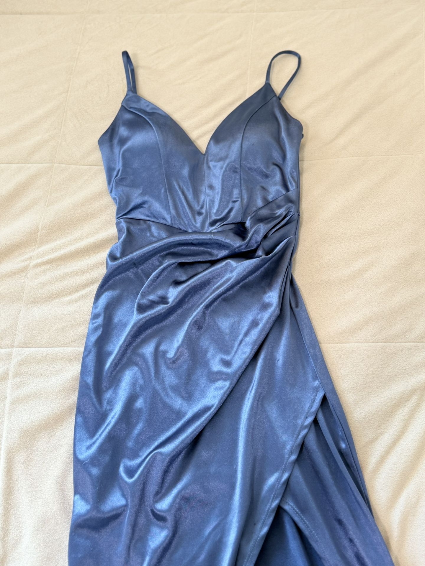 Emerald Sundae Juniors' Blue Pleated-Detail Bodycon Gown Dress - XS - Blue