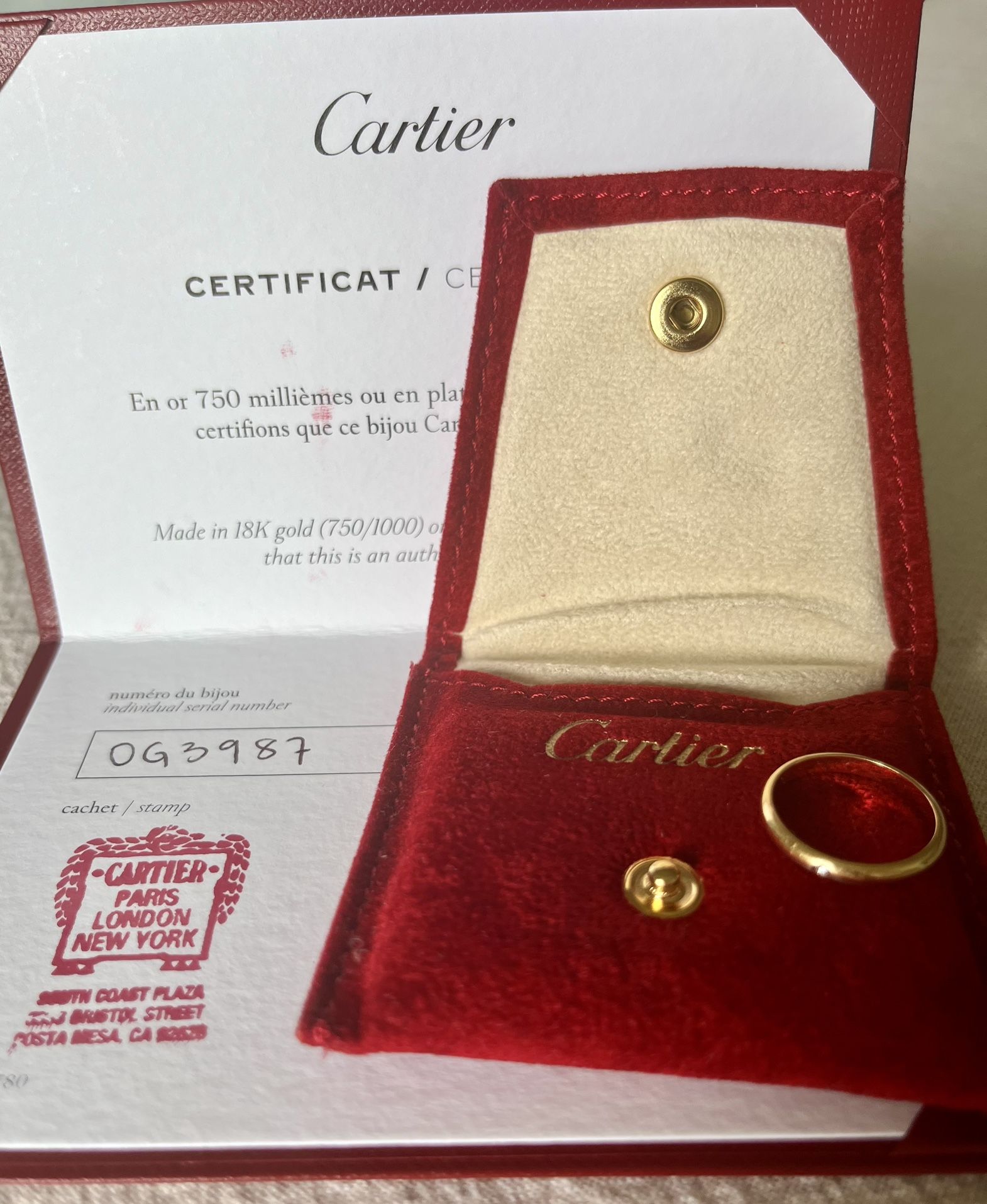 Cartier 1895 Wedding Band in Size 6