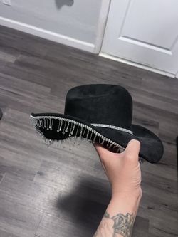 Black cowboy rhinestone Hat Coachella