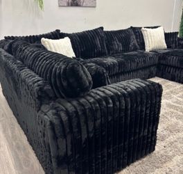 Black Corduroy Sectional Couch Free Delivery