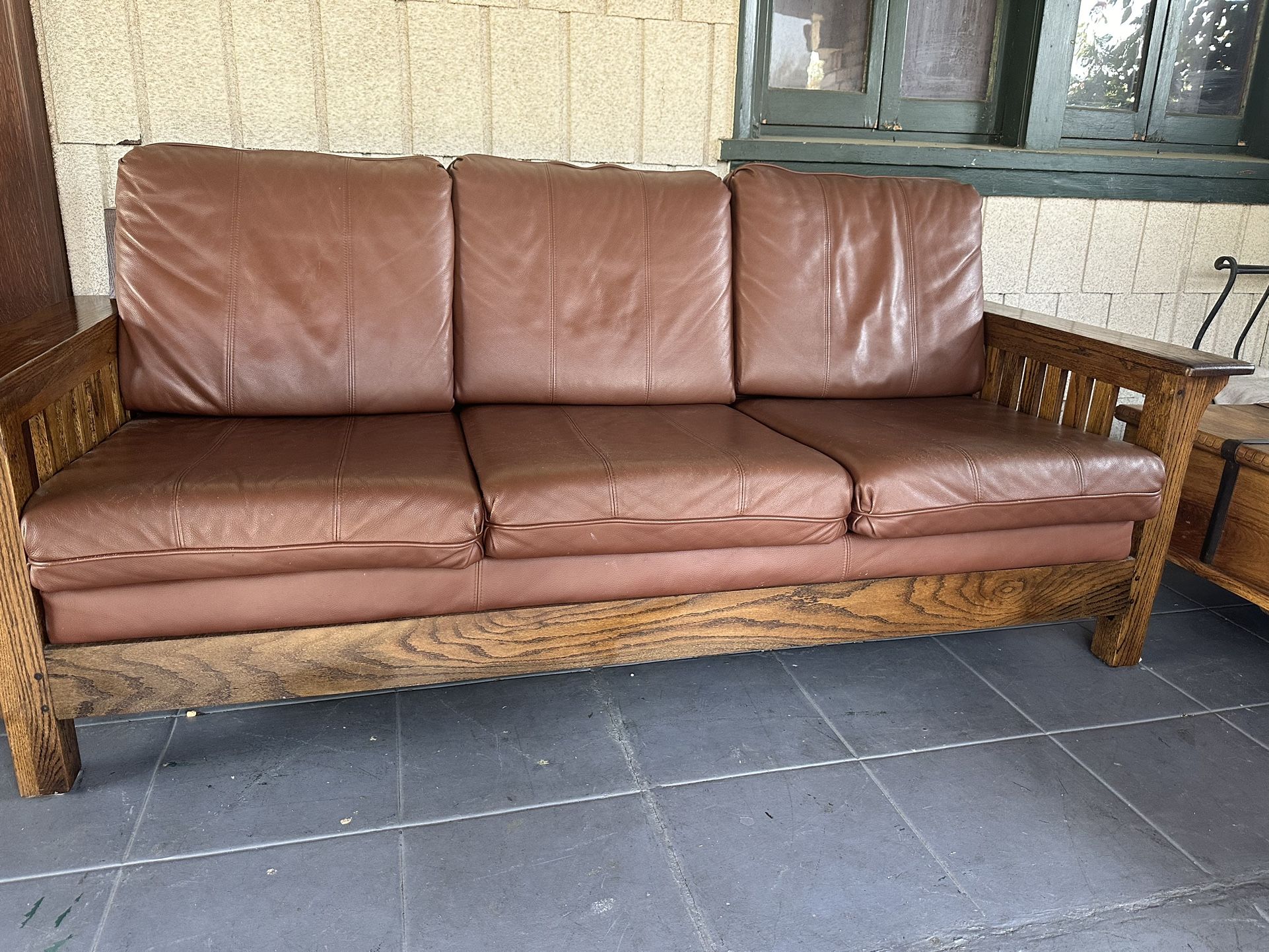 Mission Arts And Crafts Sofa / Leather Sofa 