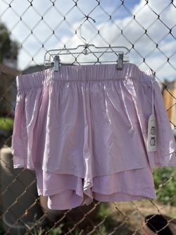 Bioglates Plus Size Pink Ruffle Running Shorts 1XL