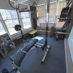 York Squat Rack with Bench & Weights