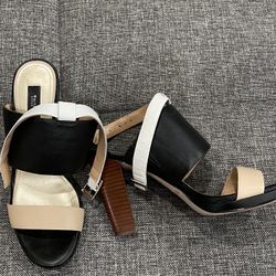 White House/Black Market high heels black, nude and white size 6.50