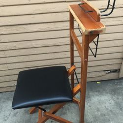 Wooden Folding Chair with Black Cushion