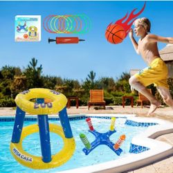 Pool toys game set/ floating basket ball hoop and inflatable toss set for kids / new with packing