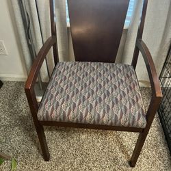 Wooden Chair with Patterned Cushion