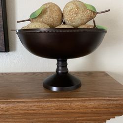 Bronze Bowl with Beaded Pears 