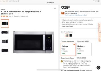 Vissani 1.7 cu. ft. 1000-Watt Over the Range Microwave