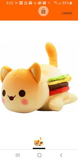 Cartoon Cat Stuffed IQX Animal Figure Toy Plush Pillow, Hamburger cat