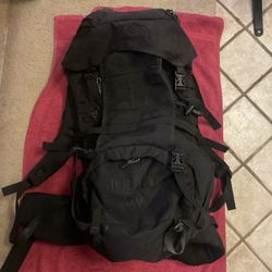 Black Rugged Exposure Delta 50L Hiking Backpack Adjustable Frame W/ Rain Cover