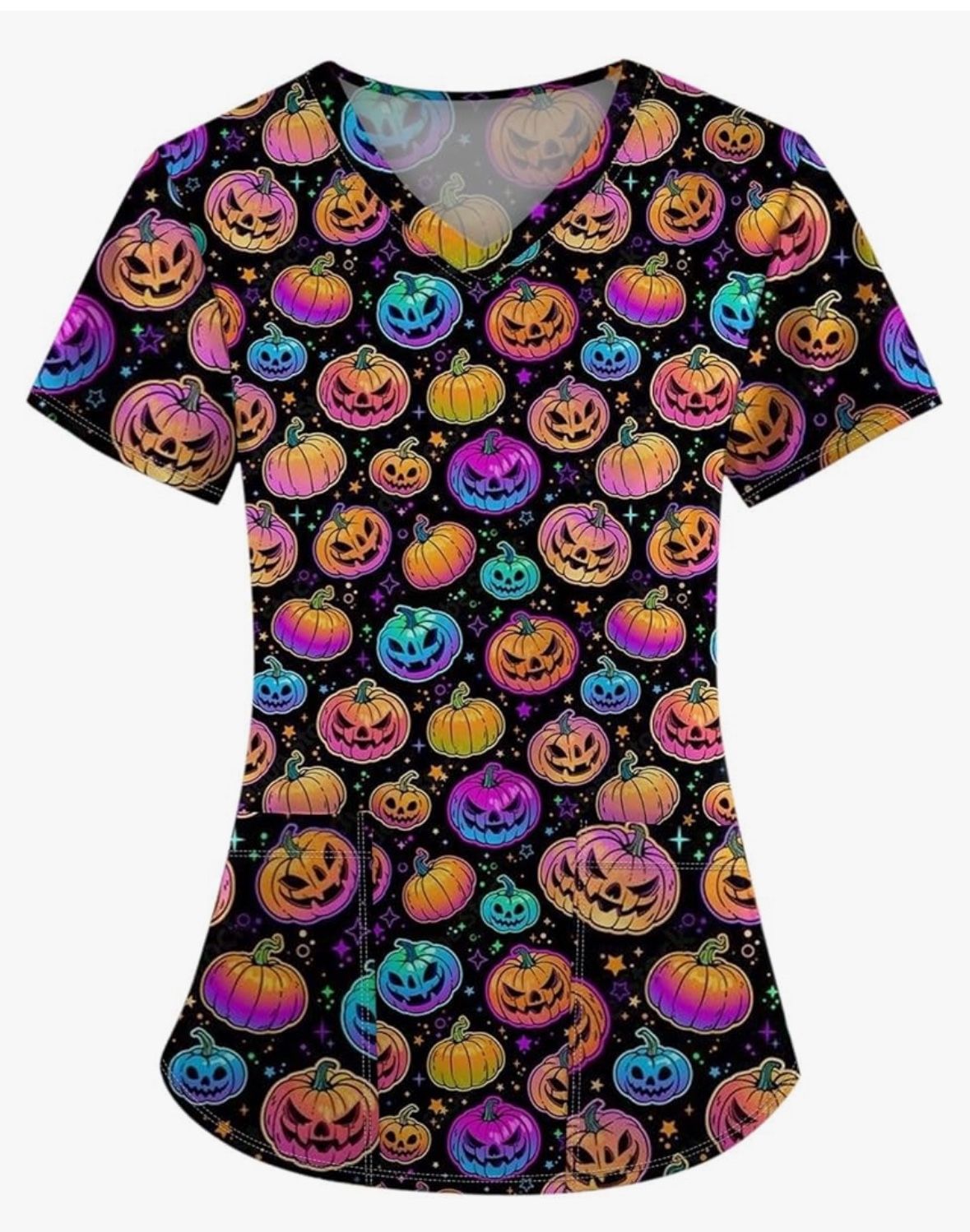 Halloween Scrub Top, 2XL