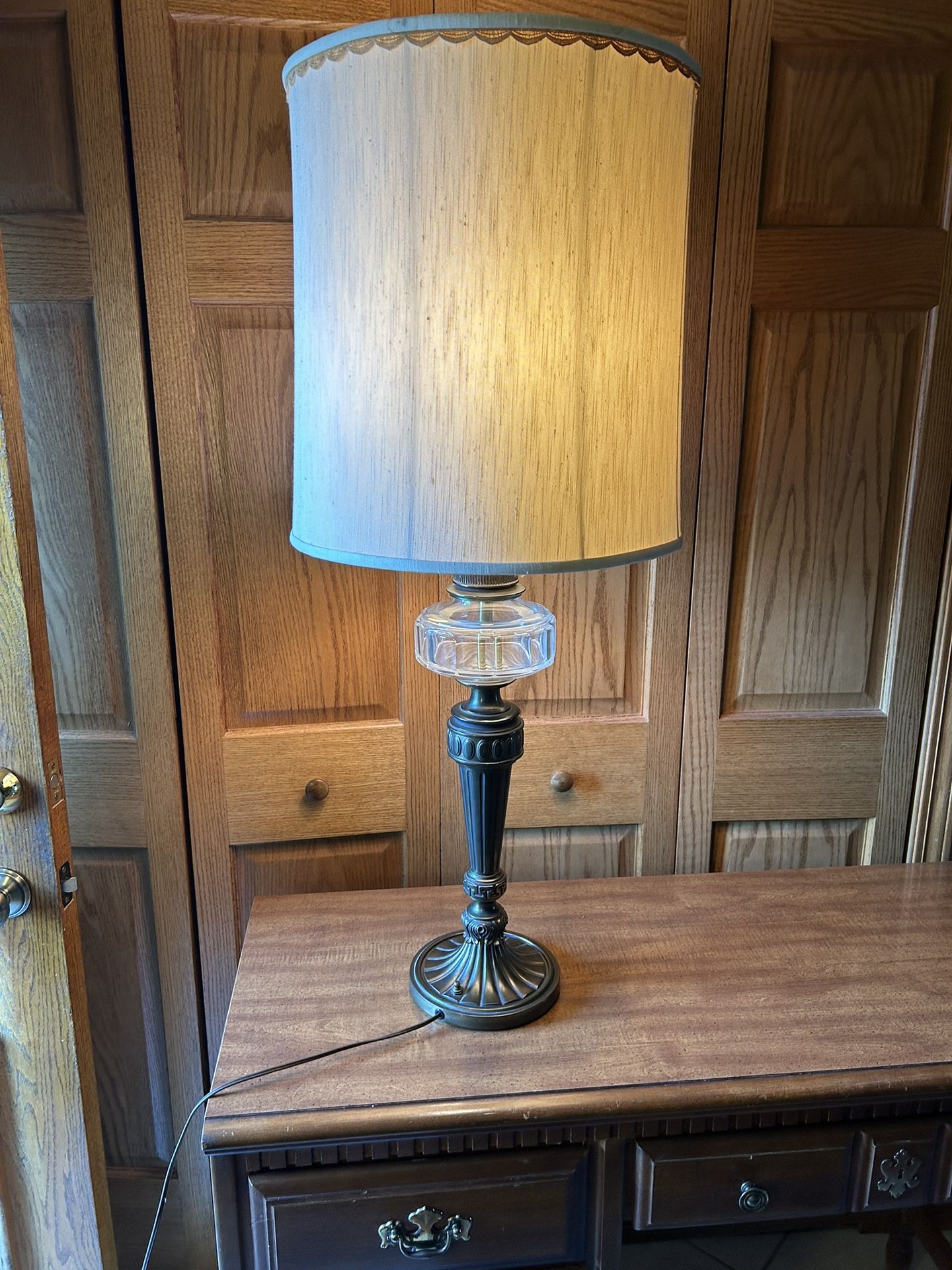 A MCM Stiffel Bronze Lamp. All Original Even The Shade.