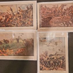 X4 Antique 1919 WW1 Magazine Illustrations 